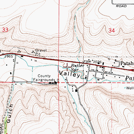 Topographic Map of Butler Spring, WA
