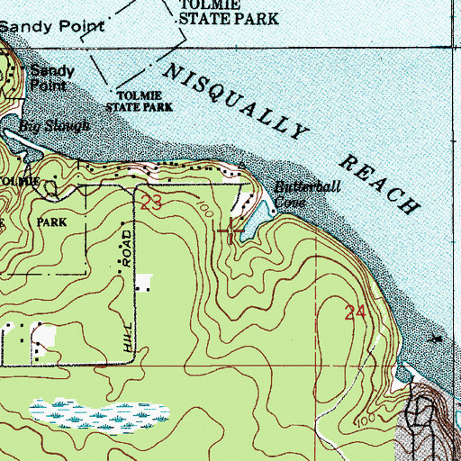 Topographic Map of Butterball Cove, WA