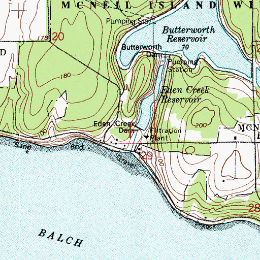 Topographic Map of Butterworth Dam, WA