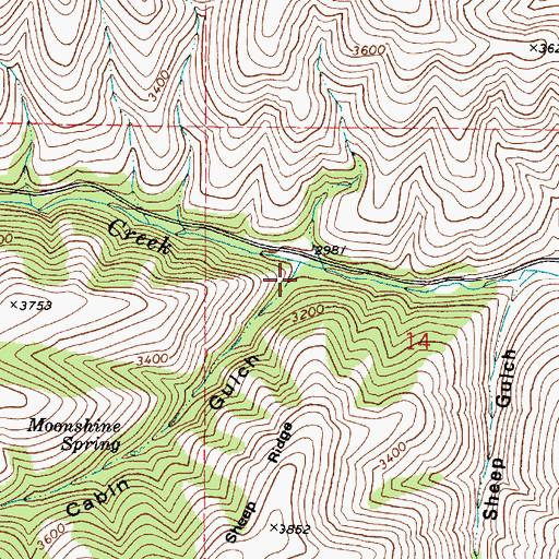 Topographic Map of Cabin Gulch, WA