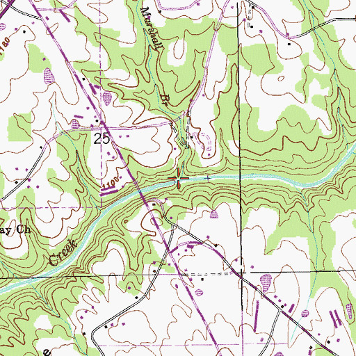 Topographic Map of Marshall Branch, AL