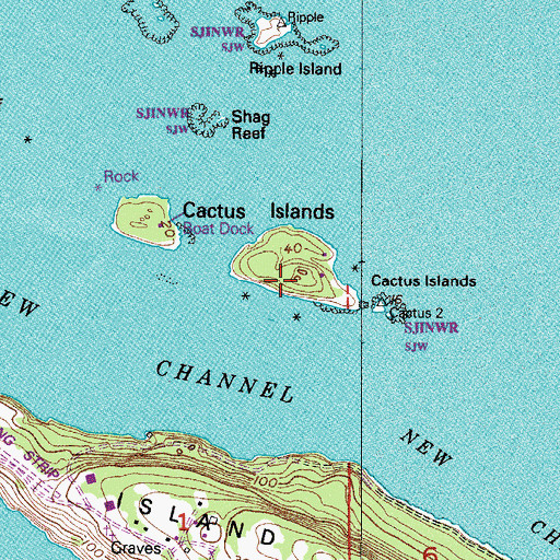 Topographic Map of Cactus Islands, WA