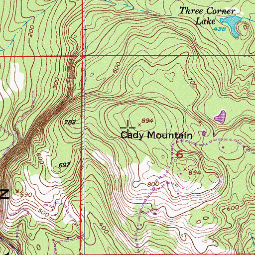Topographic Map of Cady Mountain, WA