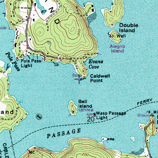 Topographic Map of Caldwell Point, WA
