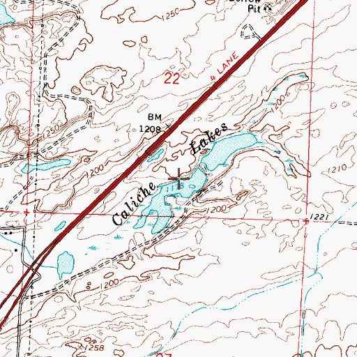 Topographic Map of Caliche Lakes, WA