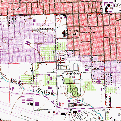 Topographic Map of Calvary Cemetery, WA