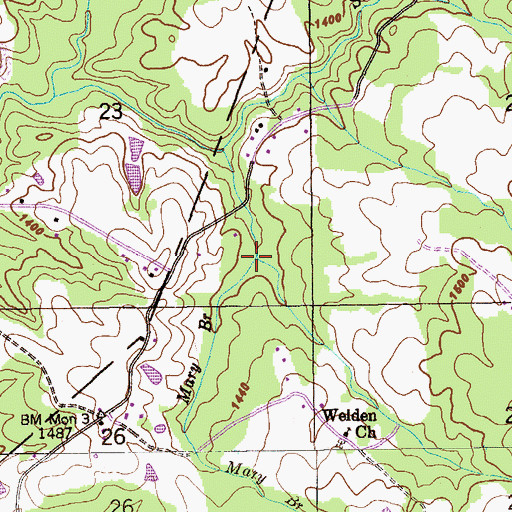 Topographic Map of Mary Branch, AL