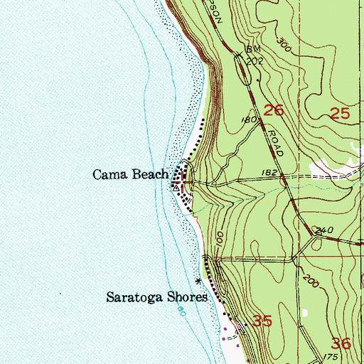 Topographic Map of Cama Beach, WA