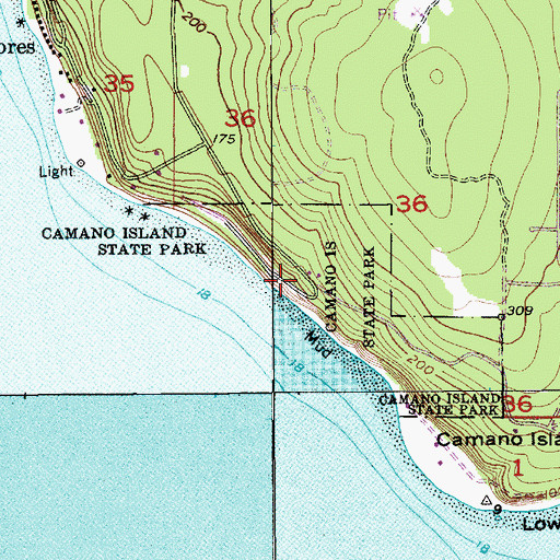 Topographic Map of Camano Island State Park, WA