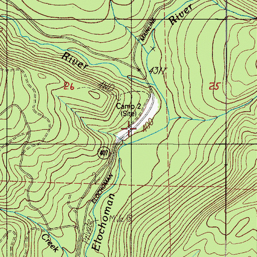 Topographic Map of Camp 2, WA