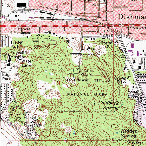 Topographic Map of Camp Caro, WA