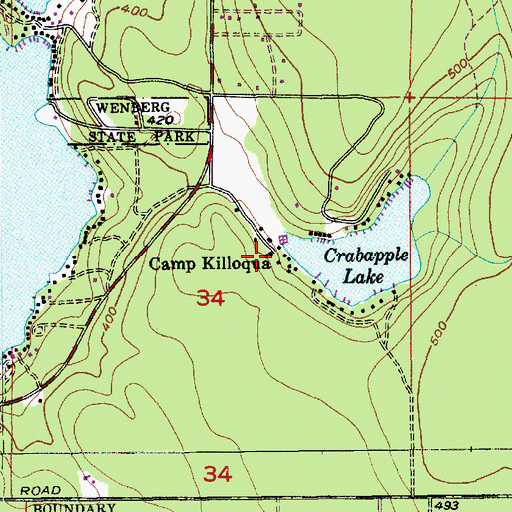 Topographic Map of Camp Killoqua, WA