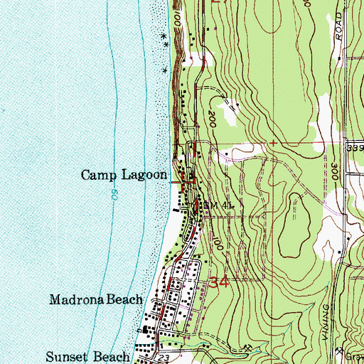Topographic Map of Camp Lagoon, WA