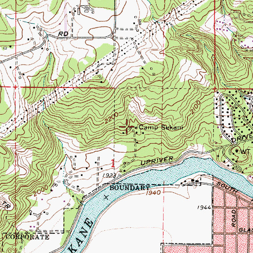 Topographic Map of Camp Sekani, WA