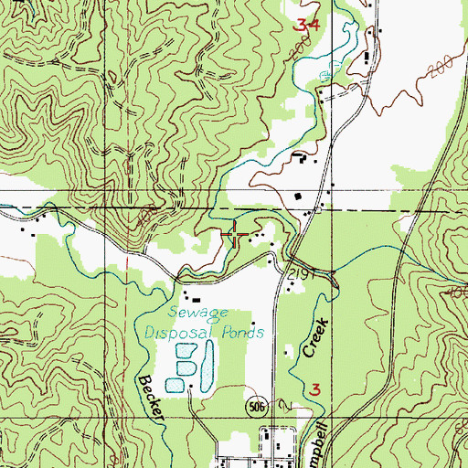 Topographic Map of Campbell Creek, WA