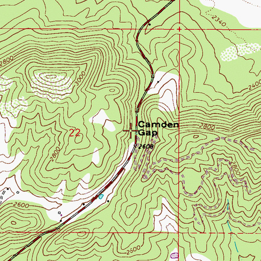 Topographic Map of Camden Gap, WA