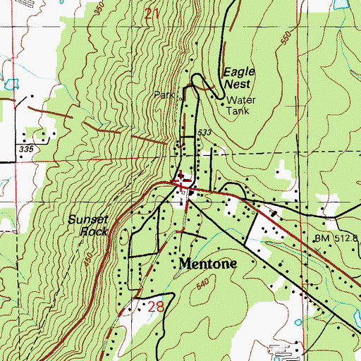 Topographic Map of Mentone, AL