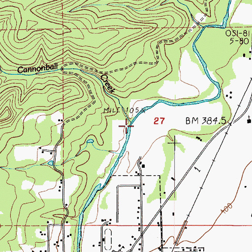 Topographic Map of Cannonball Creek, WA