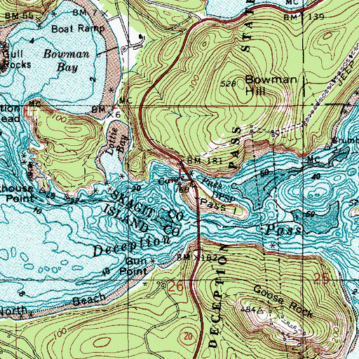 Topographic Map of Canoe Pass, WA