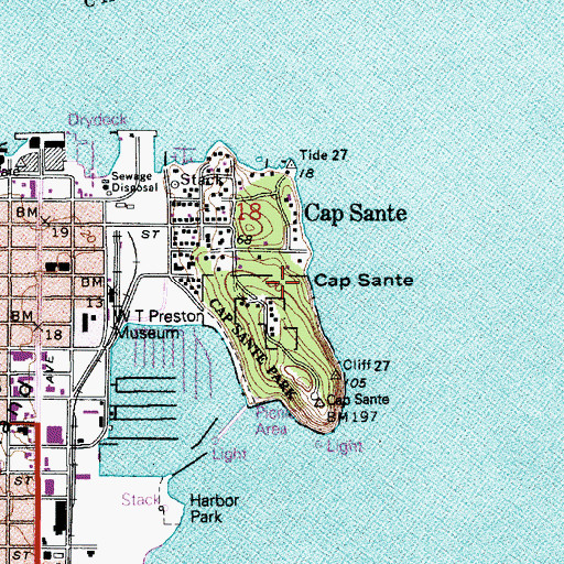 Topographic Map of Cap Sante, WA