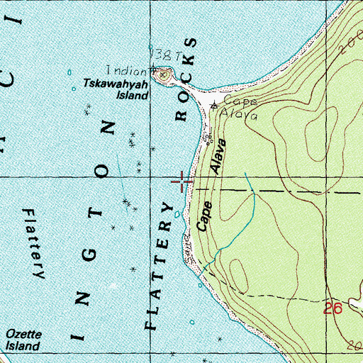 Topographic Map of Cape Alava, WA