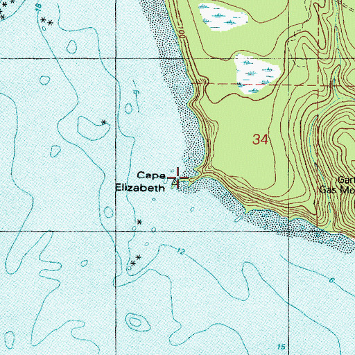 Topographic Map of Cape Elizabeth, WA