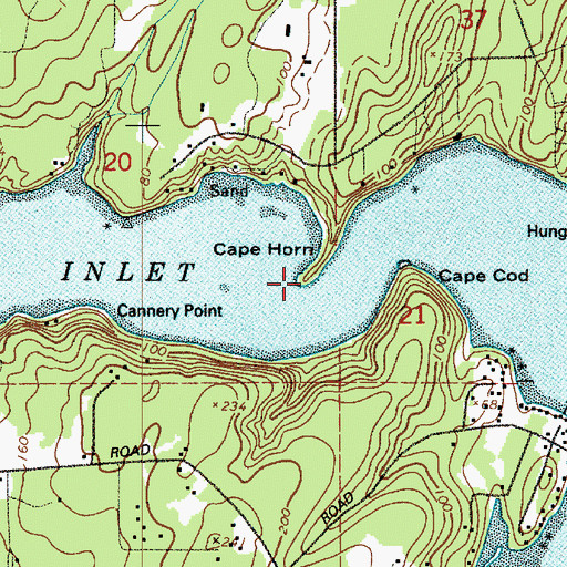 Topographic Map of Cape Horn, WA