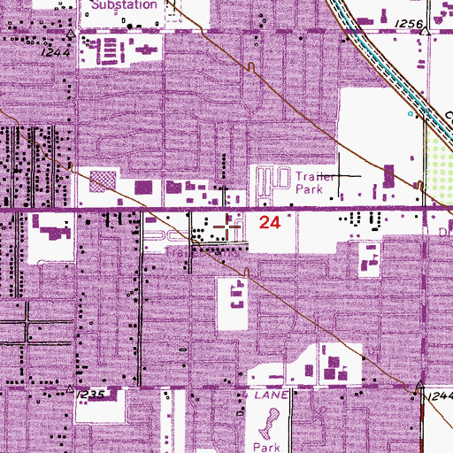 Topographic Map of Shady Grove Mobile and Recreational Vehicle Park, AZ