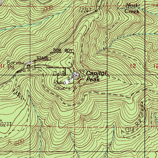 Topographic Map of Capitol Peak, WA