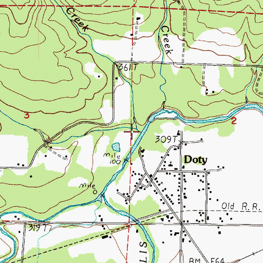 Topographic Map of Capps Creek, WA