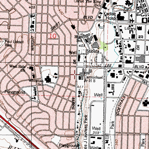 Topographic Map of Carmichael Middle School, WA