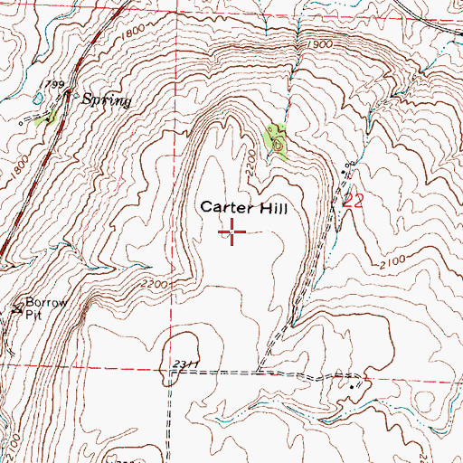 Topographic Map of Carter Hill, WA