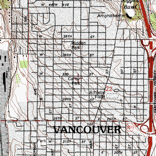 Topographic Map of Carter Park, WA
