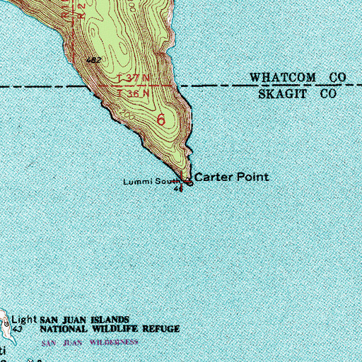 Topographic Map of Carter Point, WA