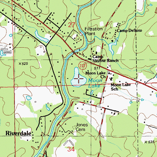 Topographic Map of Moon Lake, AL