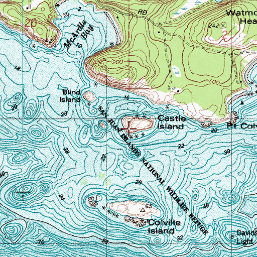 Topographic Map of Castle Island, WA