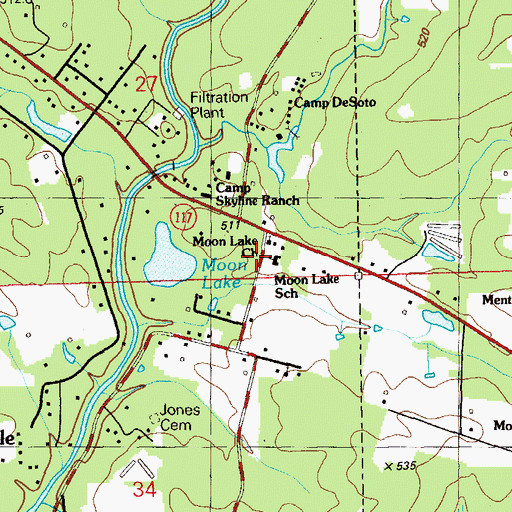 Topographic Map of Moon Lake School, AL
