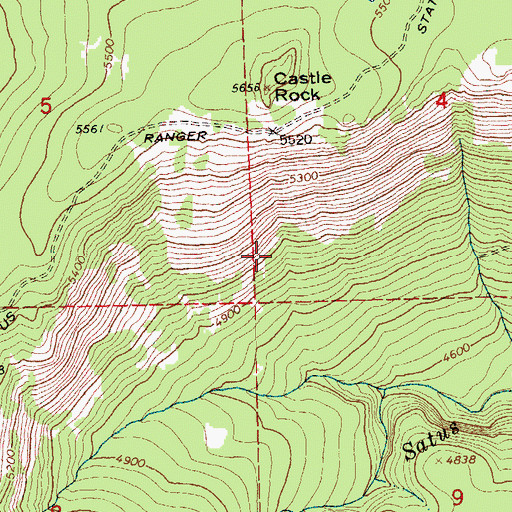 Topographic Map of Castle Rock, WA