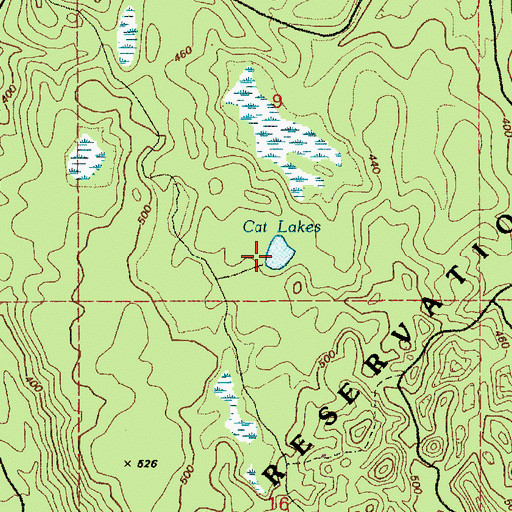 Topographic Map of Cat Lakes, WA