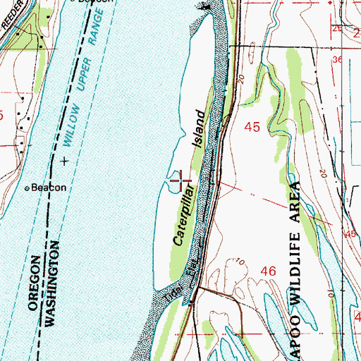 Topographic Map of Caterpillar Island, WA