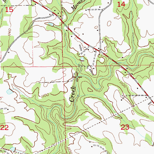 Topographic Map of Mooney Branch, AL
