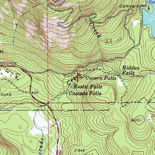 Topographic Map of Cavern Falls, WA