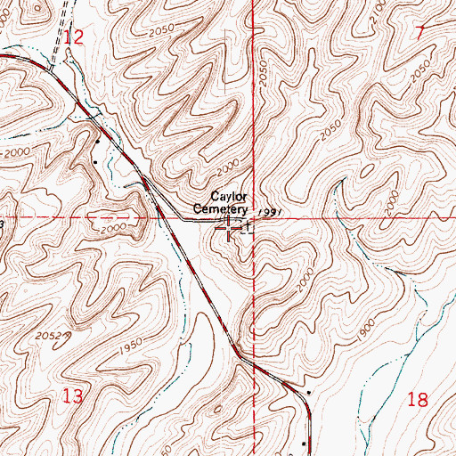 Topographic Map of Caylor Cemetery, WA