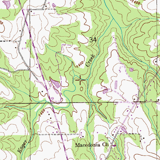 Topographic Map of Moore Branch, AL