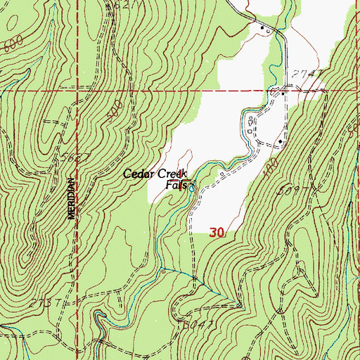 Topographic Map of Cedar Creek Falls, WA