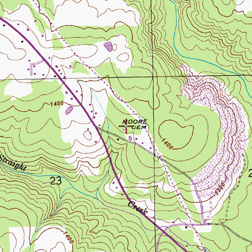 Topographic Map of Moore Cemetery, AL