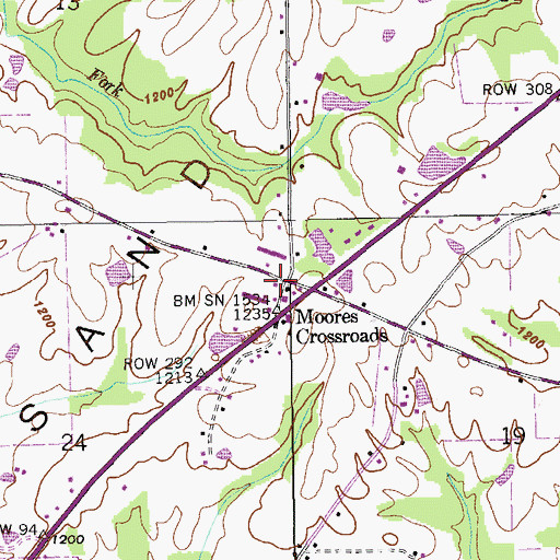 Topographic Map of Moores Crossroads, AL