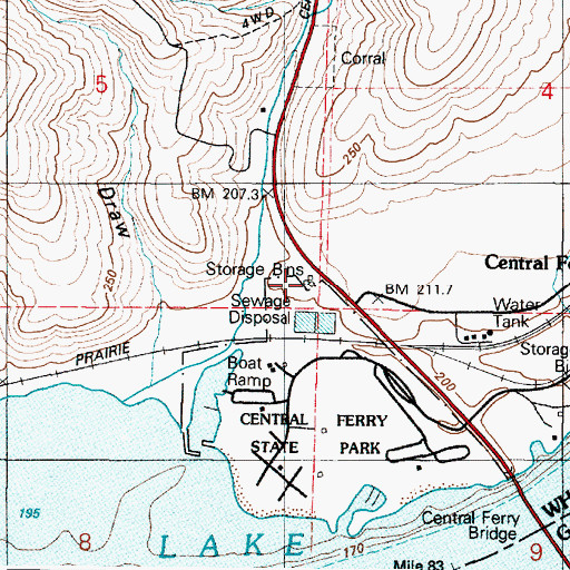 Topographic Map of Central Ferry School, WA