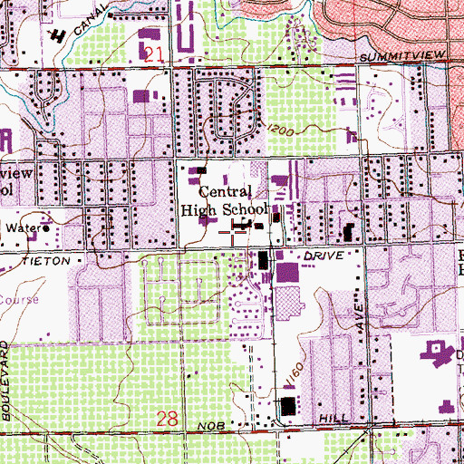 Topographic Map of Central High School, WA