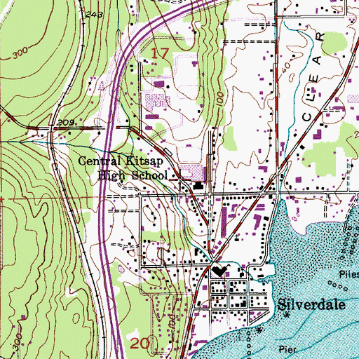 Topographic Map of Central Kitsap High School, WA